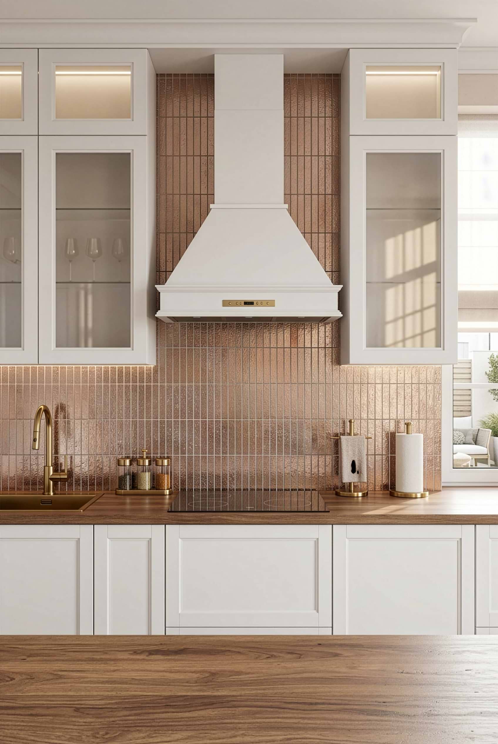 Rose Gold Metallic Glass Linear Tile BA6206