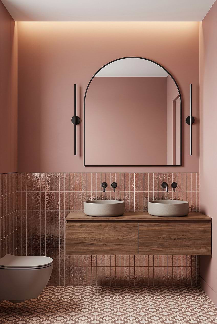 Rose Gold Metallic Vertical Bathroom Tile BA6206