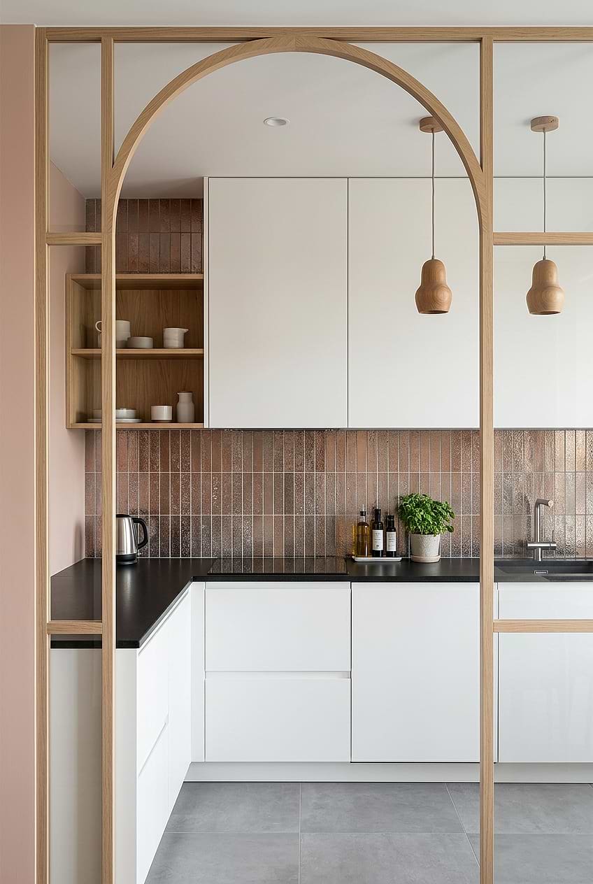 Rose Gold Metallic Vertical Kitchen Tile BA6206