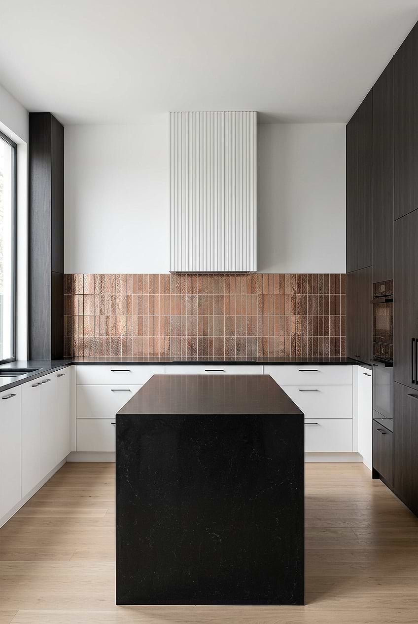Rose Gold Metallic Vertical Modern Kitchen Tile BA6206