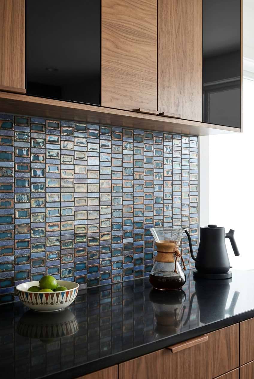 Rustic Blue Glass Mosaic Kitchen Tile Rustic Blue Glass Mosaic Kitchen Tile