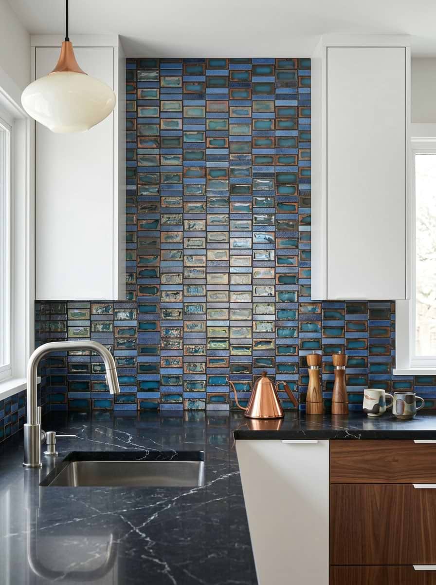 Rustic Blue Teal Glass Rectangular Mosaic Rustic Blue Teal Glass Rectangular Mosaic
