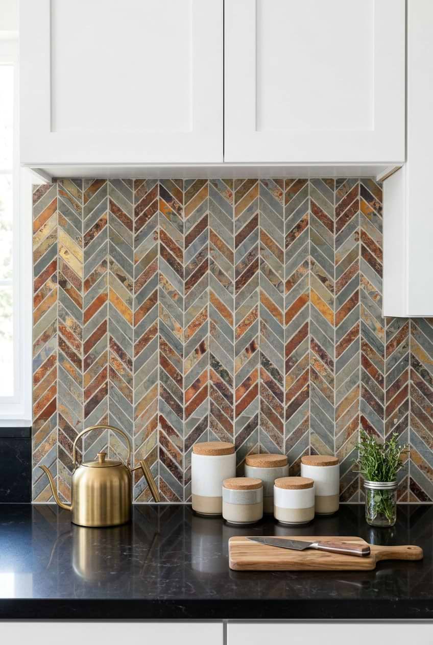 Rustic Chevron Slate Wall Tile BA1065 Rustic Chevron Slate Wall Tile BA1065