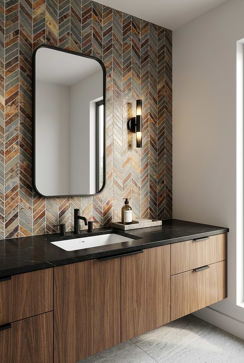 Rustic Slate Chevron Bathroom Tile BA1065