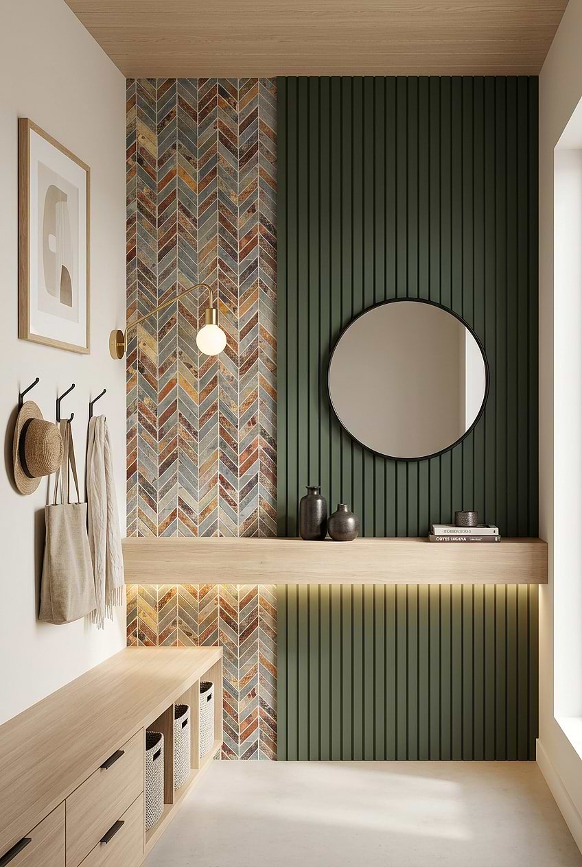 Rustic Slate Chevron Entryway Accent Tile BA1065