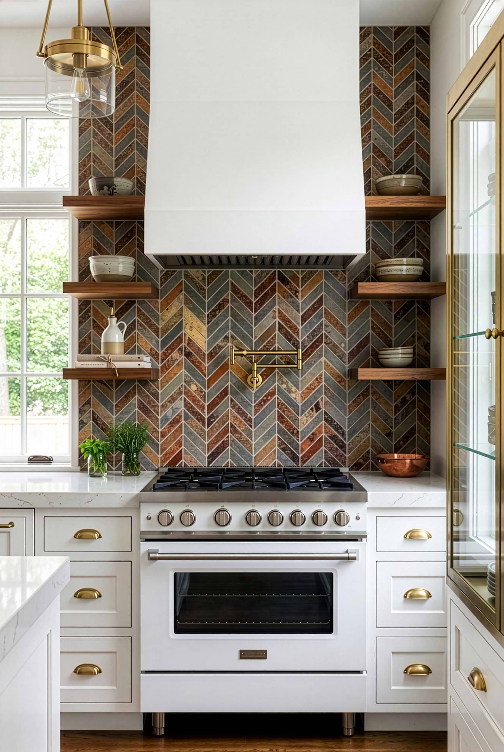 Rustic Slate Chevron Farmhouse Kitchen Tile BA1065