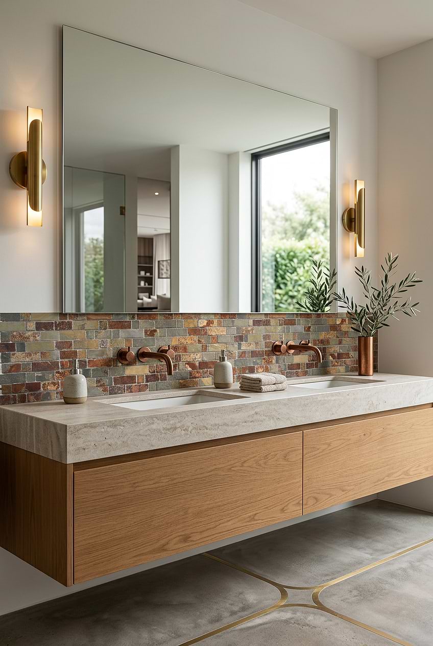 Rusty Brown Slate Bathroom Mosaic Tile BA1063
