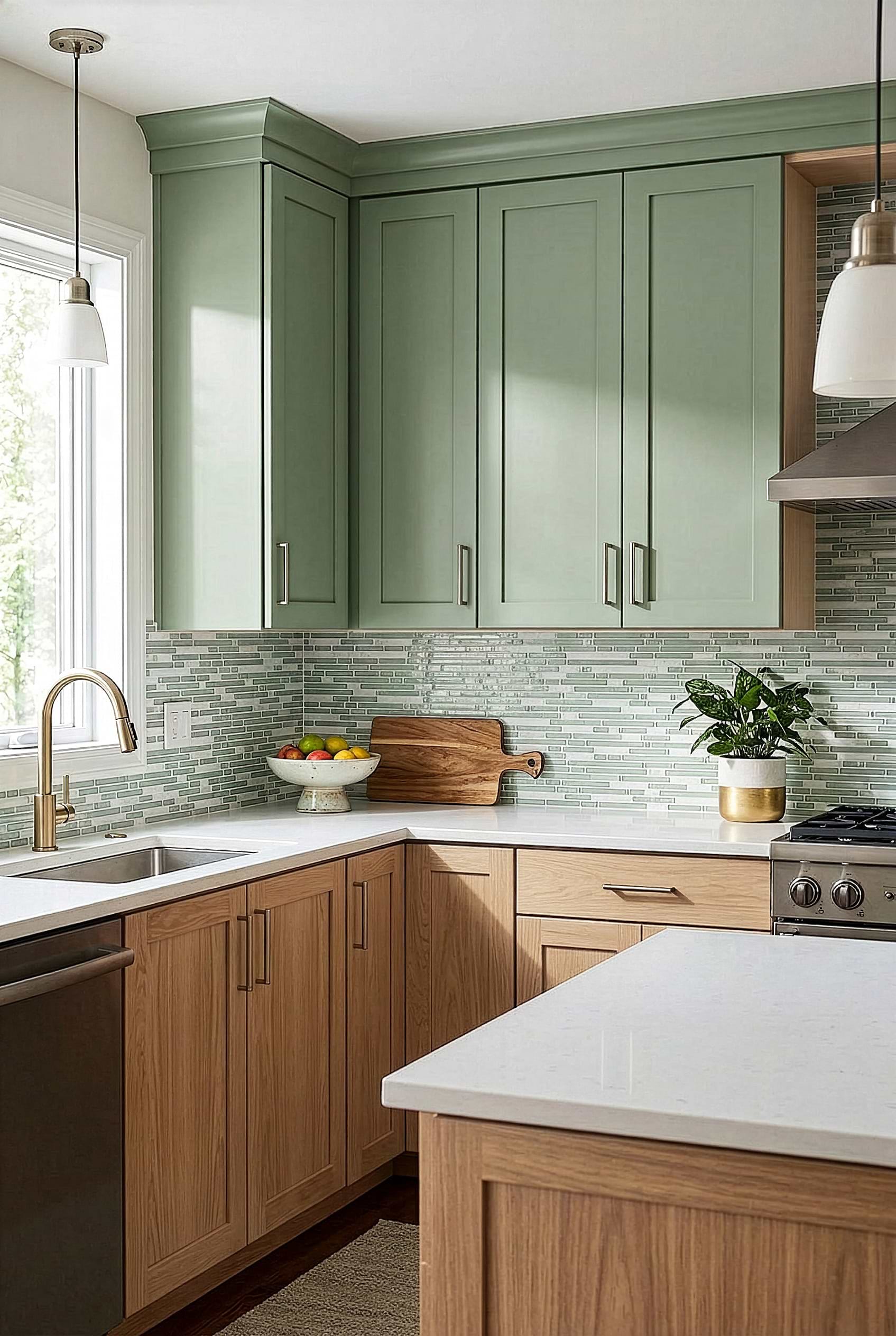 Sea Green Linear Glass Kitchen Tile BA1205
