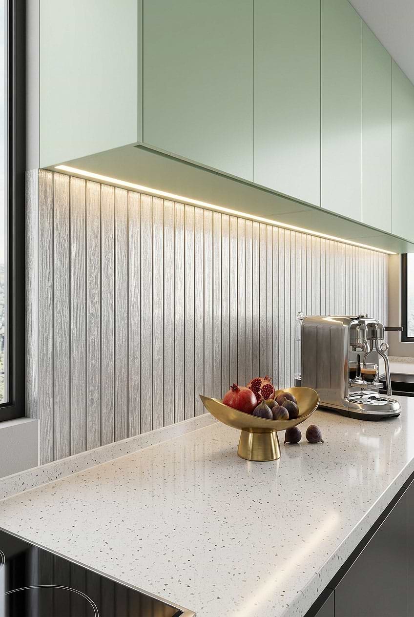 Shimmery White Glass Linear Wall Tile BA8022
