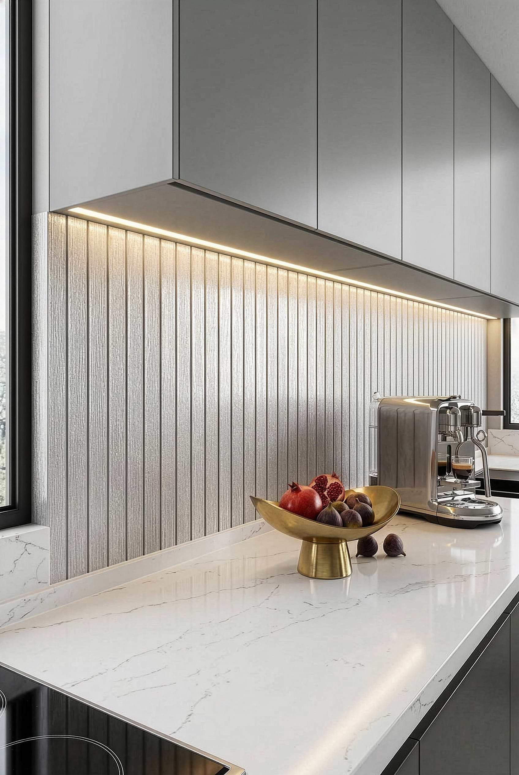 Shimmery White Glass Vertical Tile BA8022