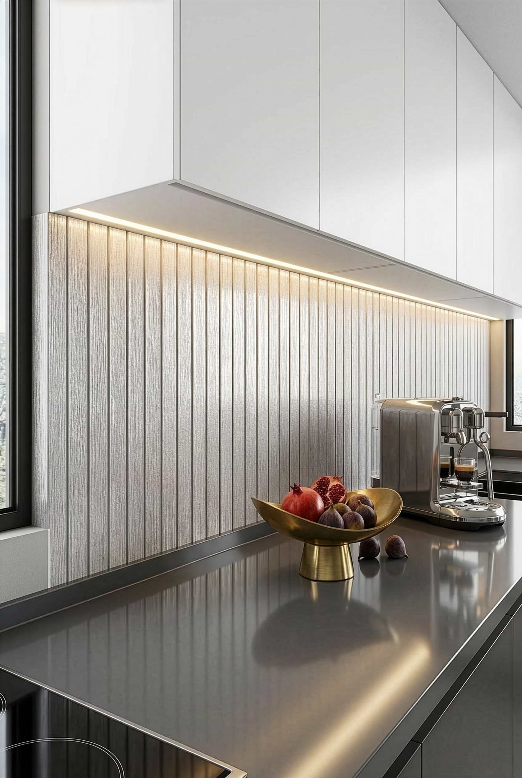 Shimmery White Vertical Glass Mosaic Tile BA8022 Shimmery White Vertical Glass Mosaic Tile BA8022