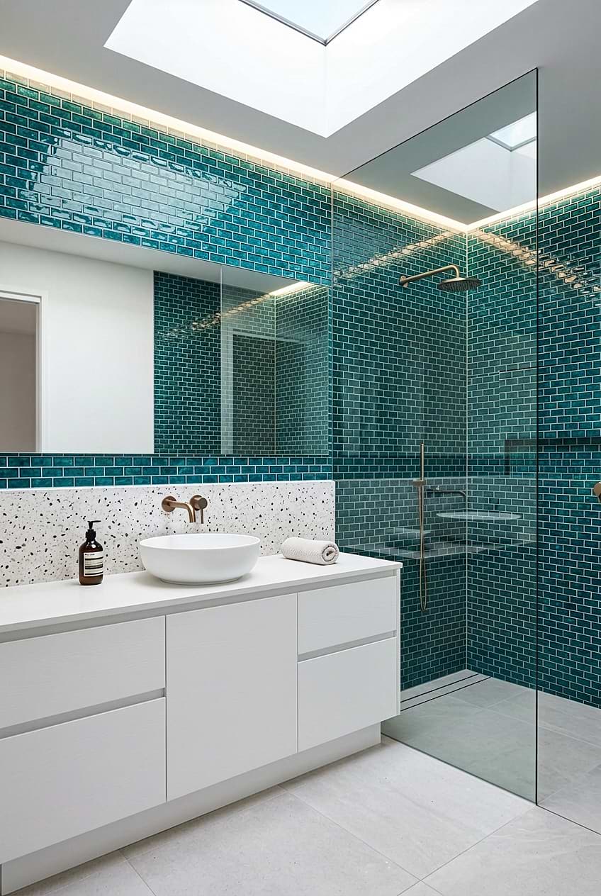 Teal Blue Glass Bathroom Mosaic BA5517