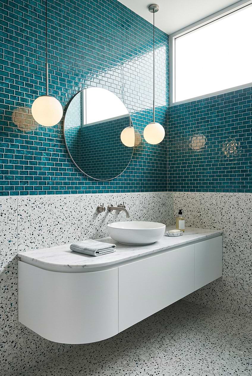 Teal Blue Glass Bathroom Subway Tile BA5517 Teal Blue Glass Bathroom Subway Tile BA5517
