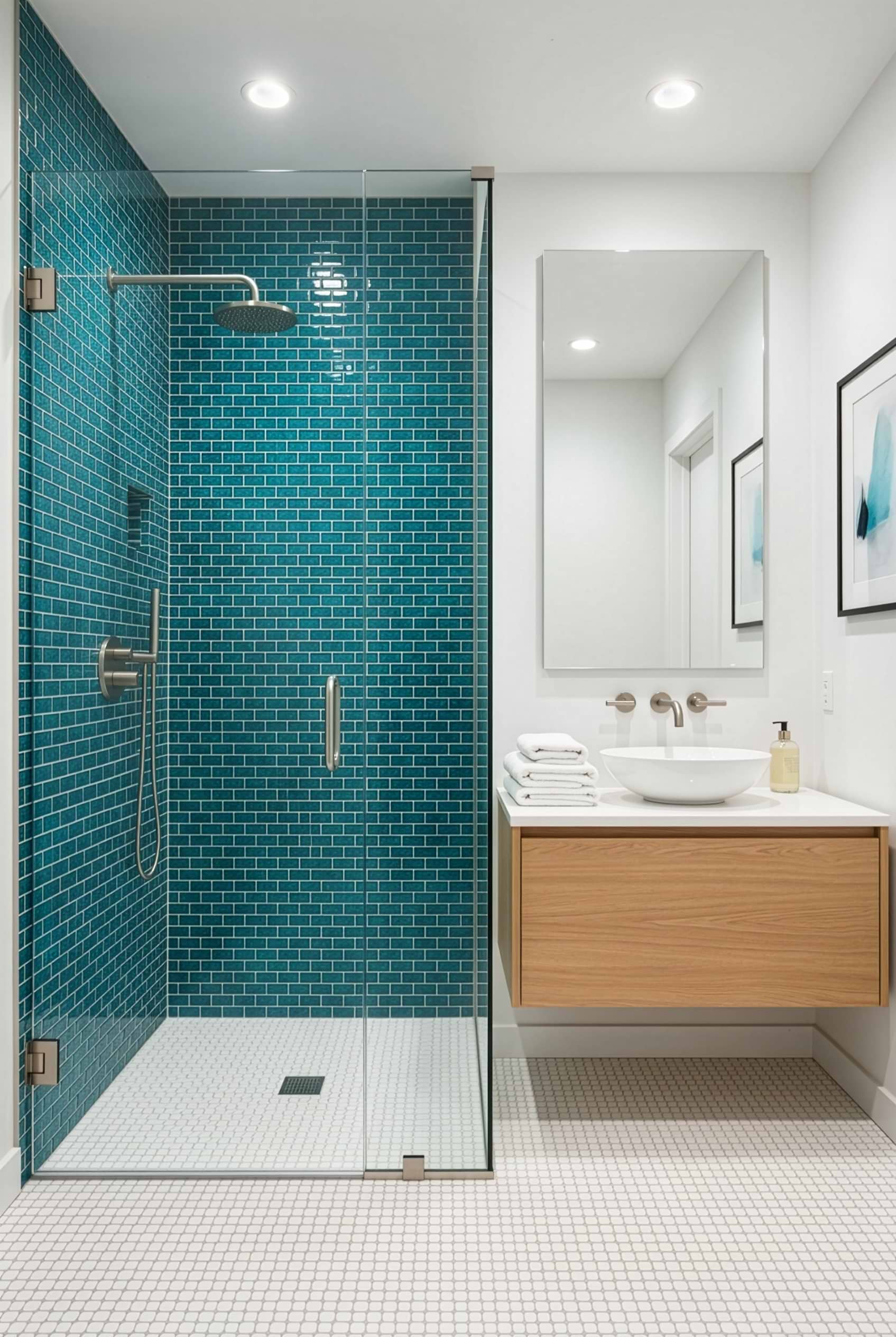 Teal Blue Glass Brick Shower Tile BA5517
