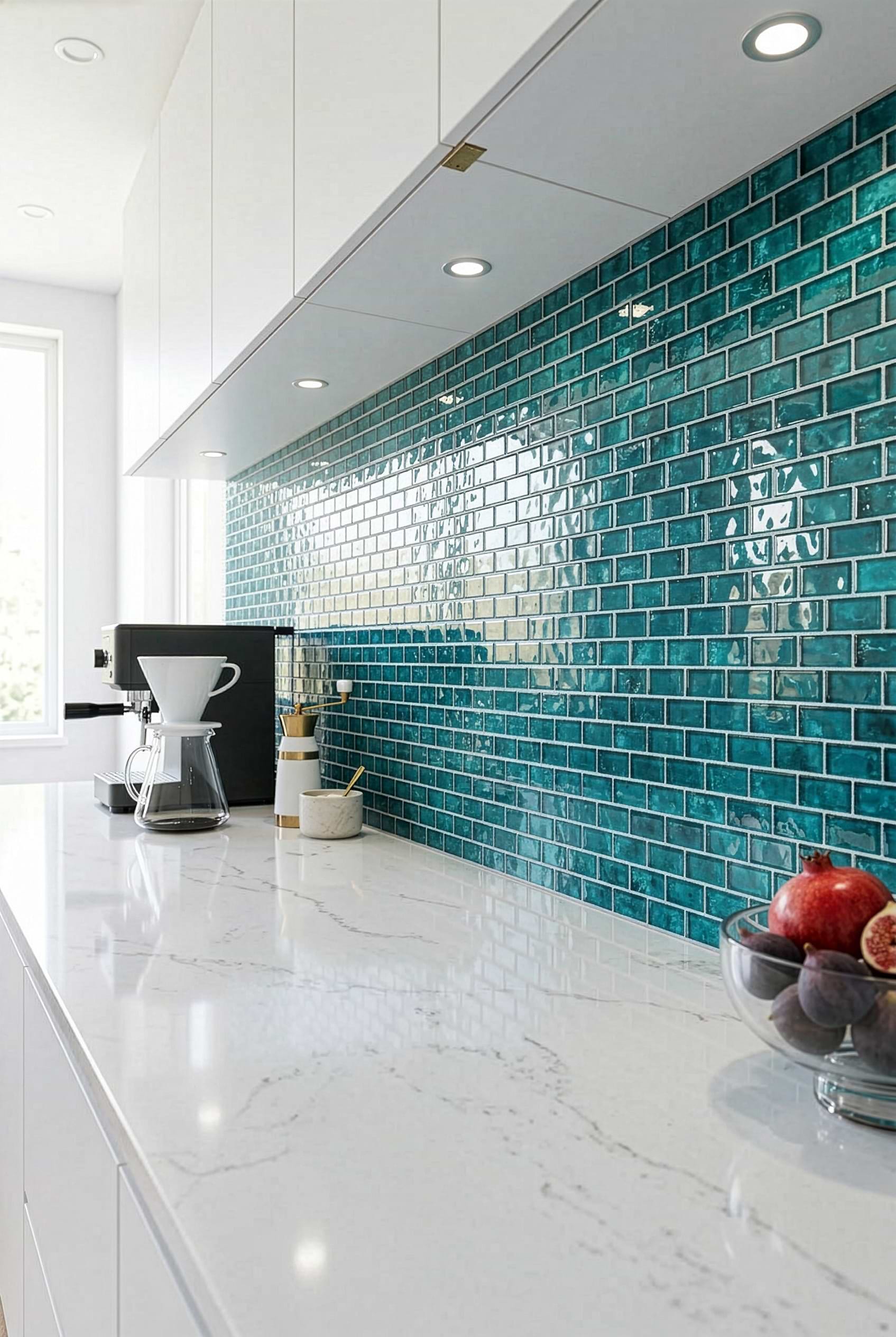 Teal Blue Glass Subway Kitchen Tile BA5517
