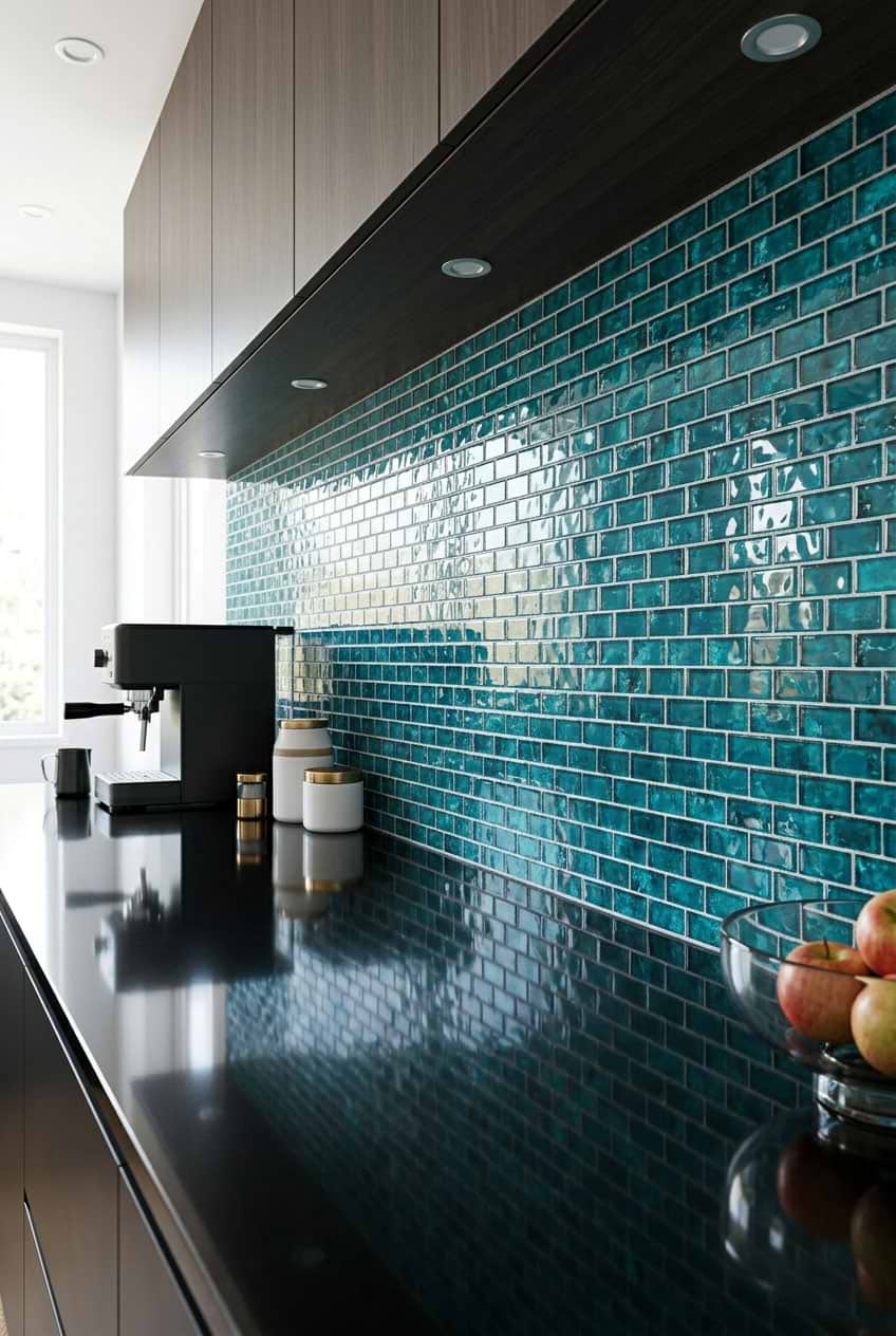 Teal Blue Glass Subway Wall Tile BA5517 Teal Blue Glass Subway Wall Tile BA5517