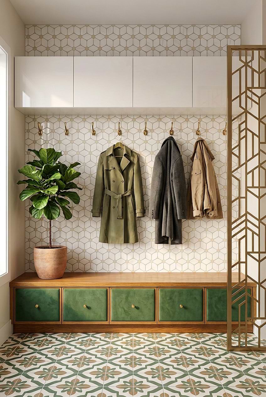 White Beige Marble Entryway Mosaic Tile BA6310
