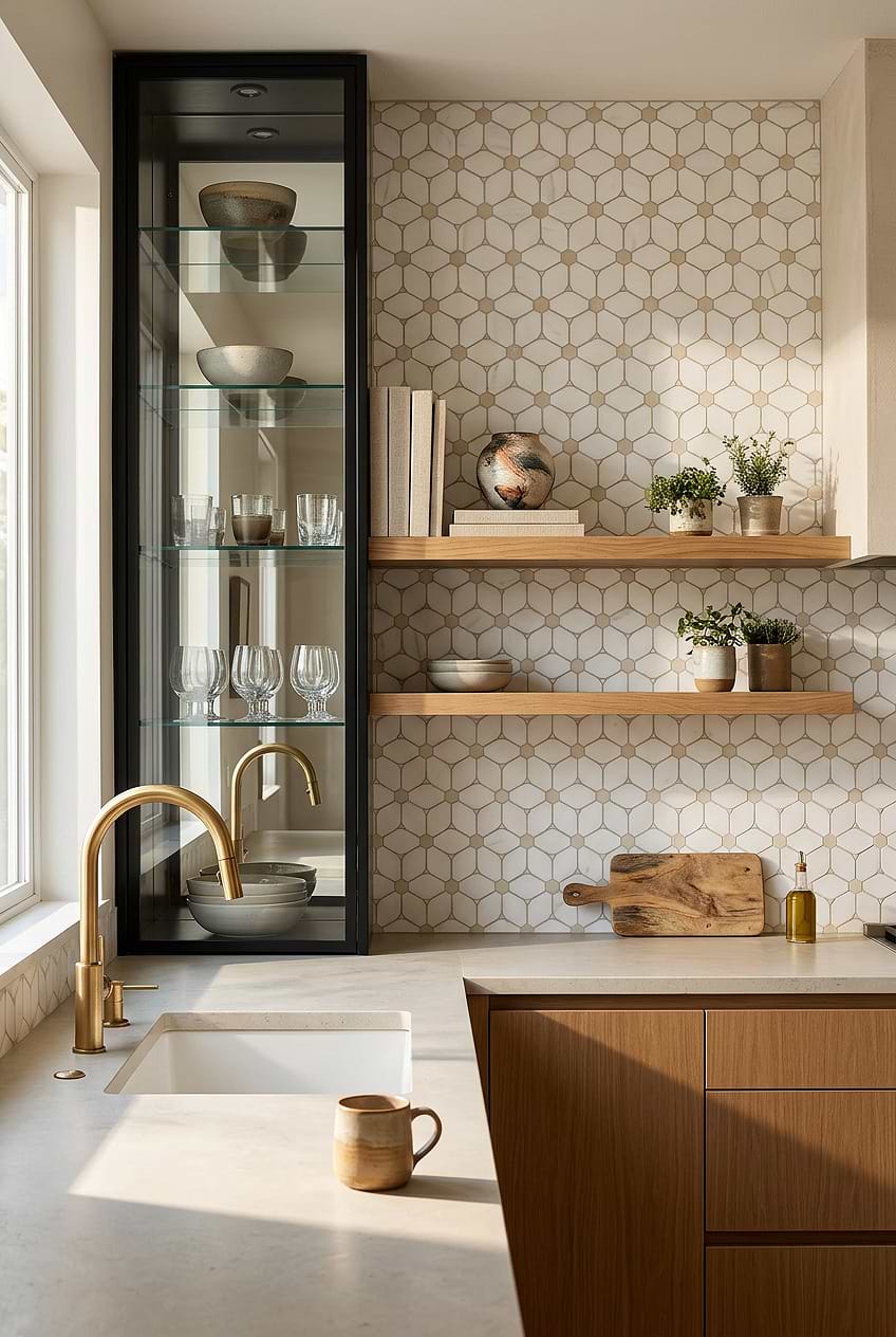 White Beige Marble Mosaic Kitchen BA6310