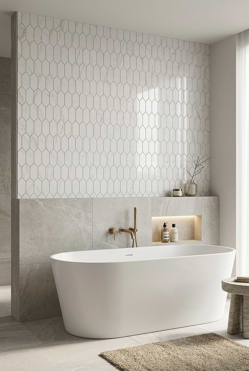 White Calacatta Picket Wall Tile BA6702 White Calacatta Picket Wall Tile BA6702