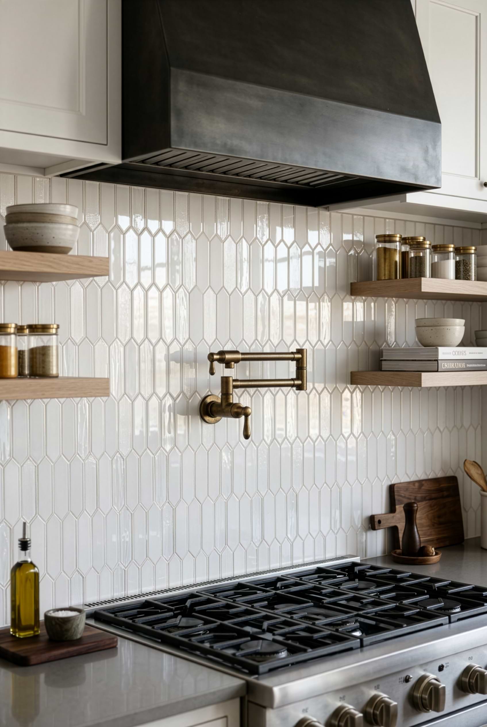 White Glass Pearl Picket Mosaic Tile BA6701 White Glass Pearl Picket Mosaic Tile BA6701
