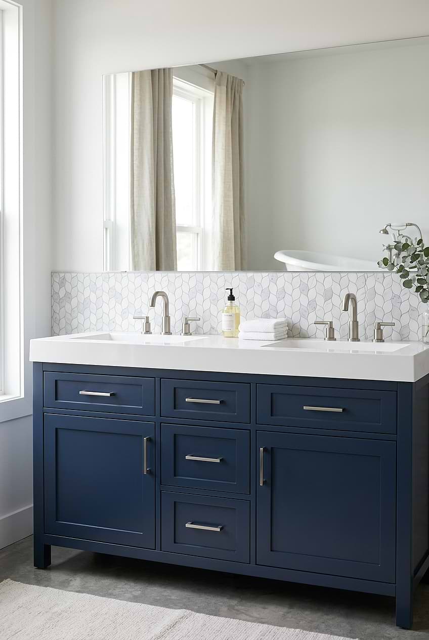 White Gray Marble Leaf Bathroom BA6316