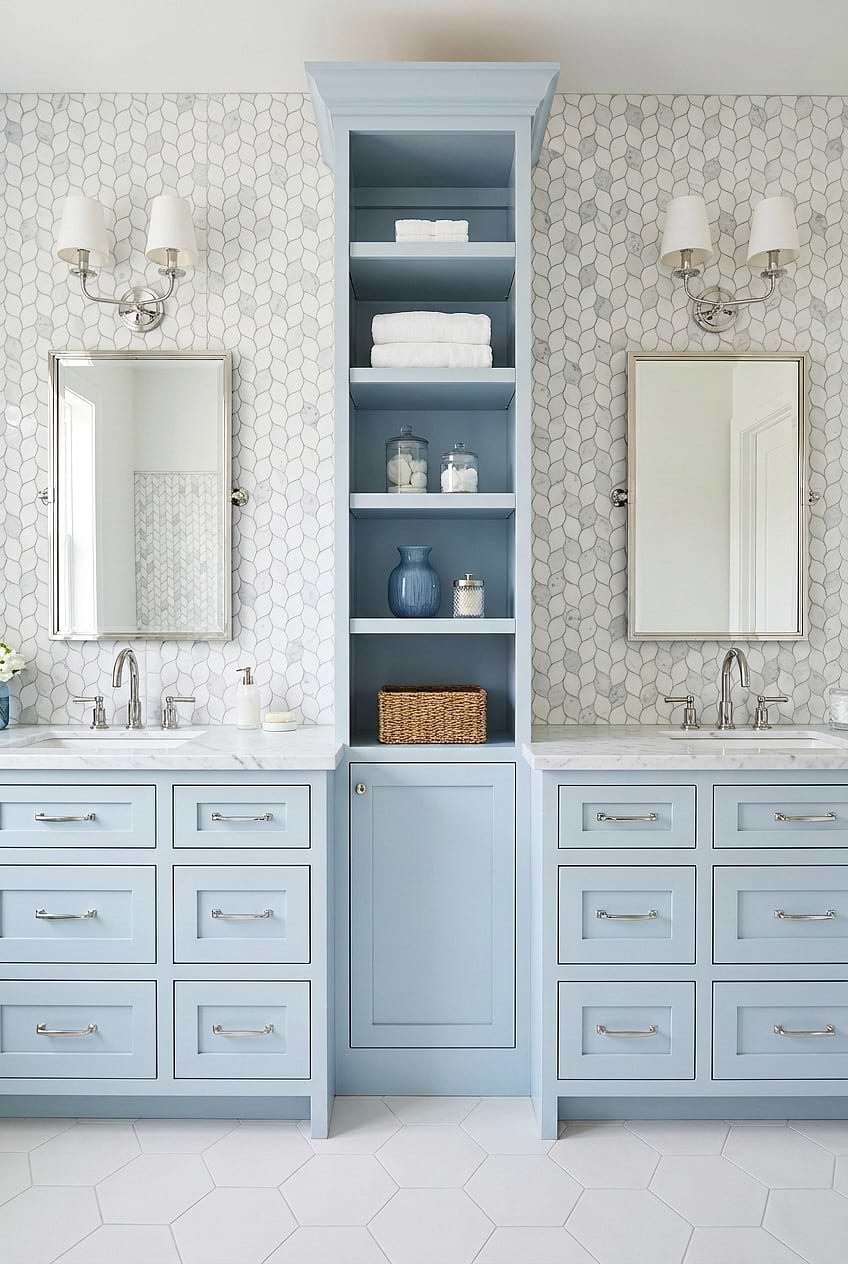 White Gray Marble Leaf Bathroom Tile BA6316