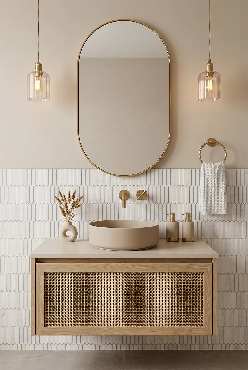 White Gray Marble Picket Bathroom Tile BA6321