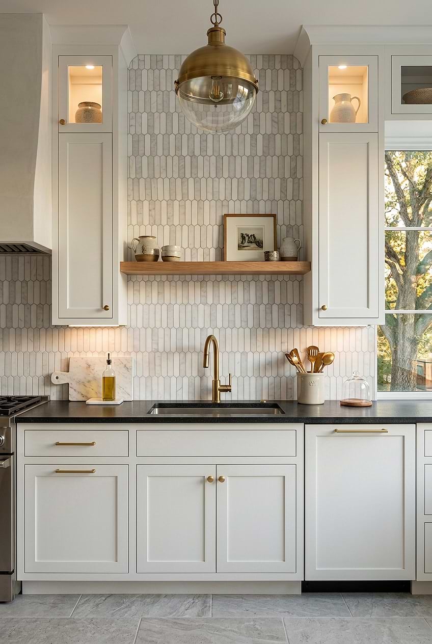 White Gray Marble Vertical Picket Tile BA6321