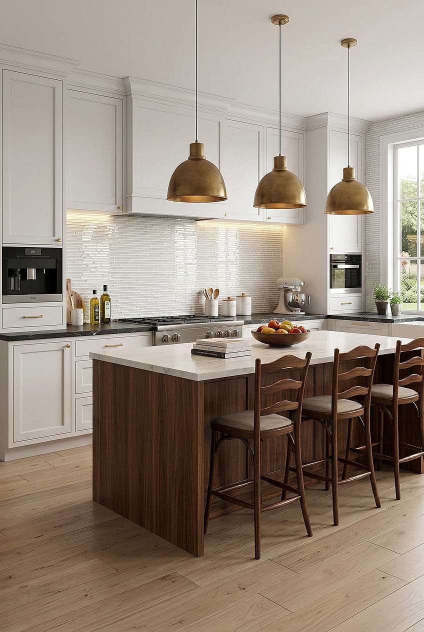 White Linear Glass Backsplash Design BA1164
