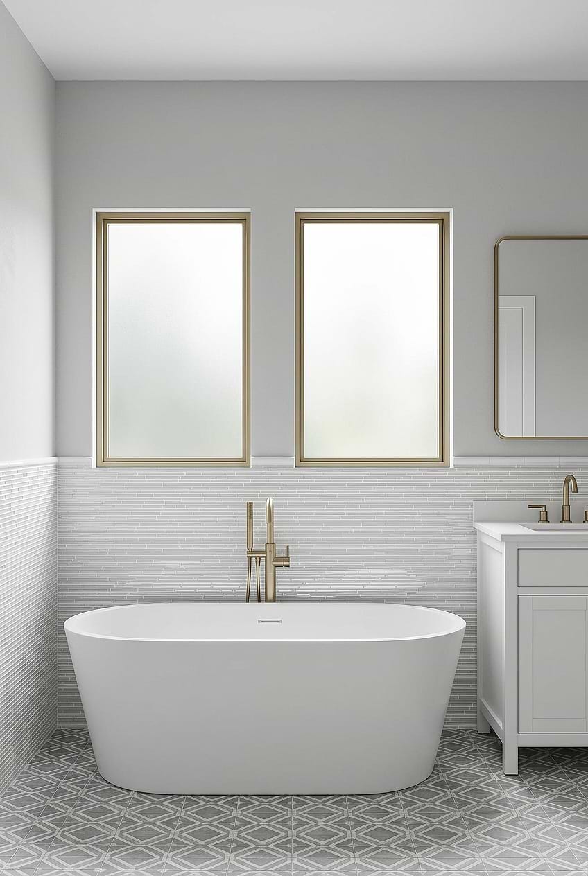 White Linear Glass Shower Wall Tile BA1164