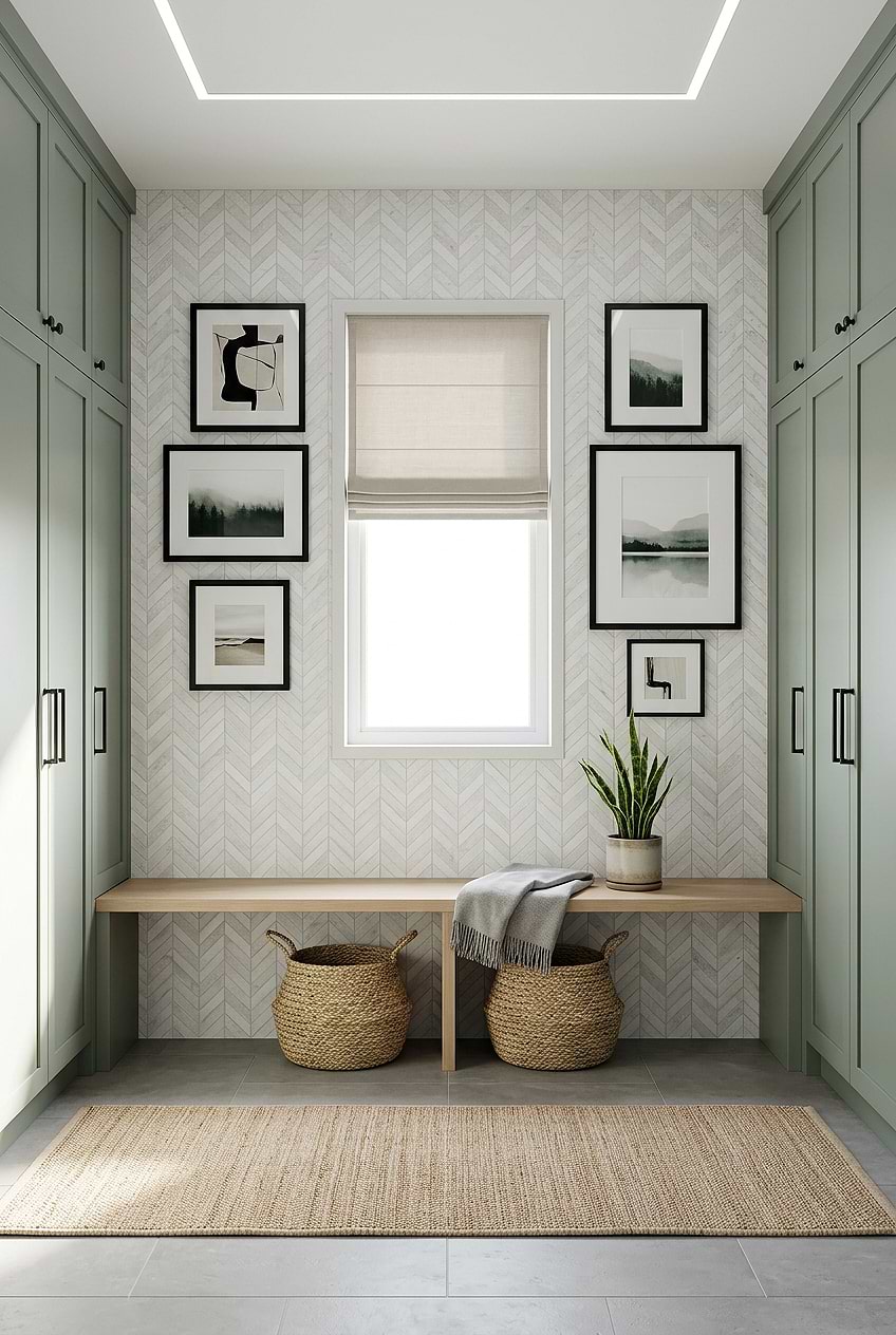 White Marble Chevron Entryway Wall Tile BA631613