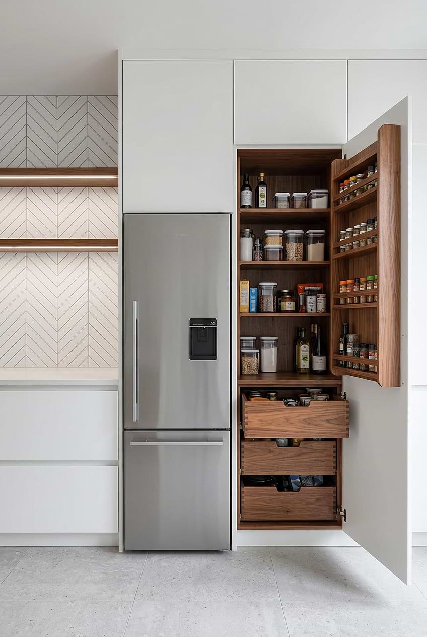 White Marble Chevron Pantry Kitchen Tile BA6322