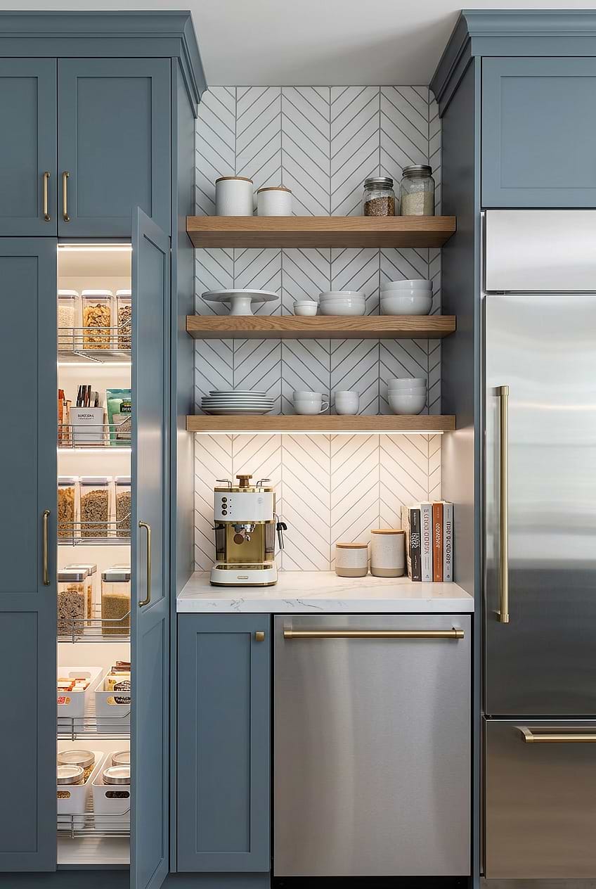 White Marble Chevron Pantry Tile BA6322