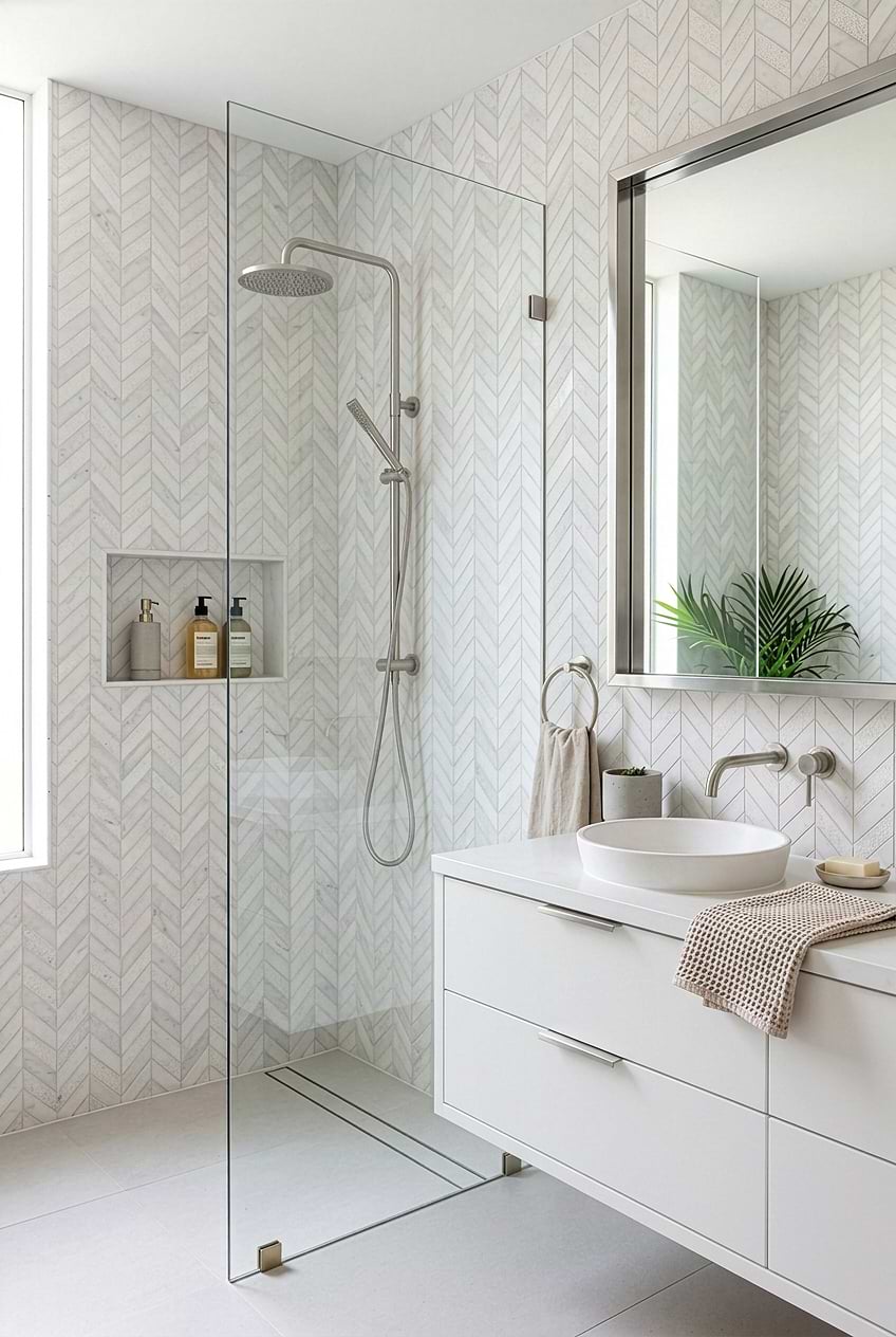 White Marble Chevron Shower Tile BA631613 blog White Marble Chevron Shower Tile BA631613