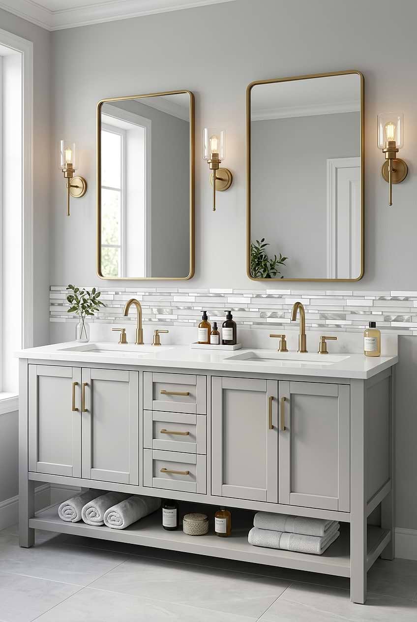 White Marble Glass Metal Mosaic Bathroom BA62032