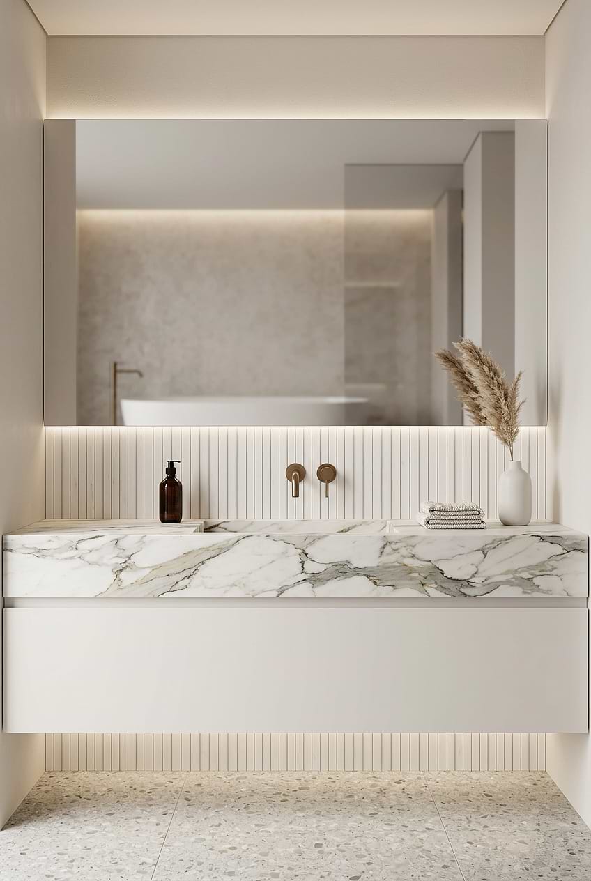 White Marble Linear Bathroom Wall Tile BA1078 White Marble Linear Bathroom Wall Tile BA1078