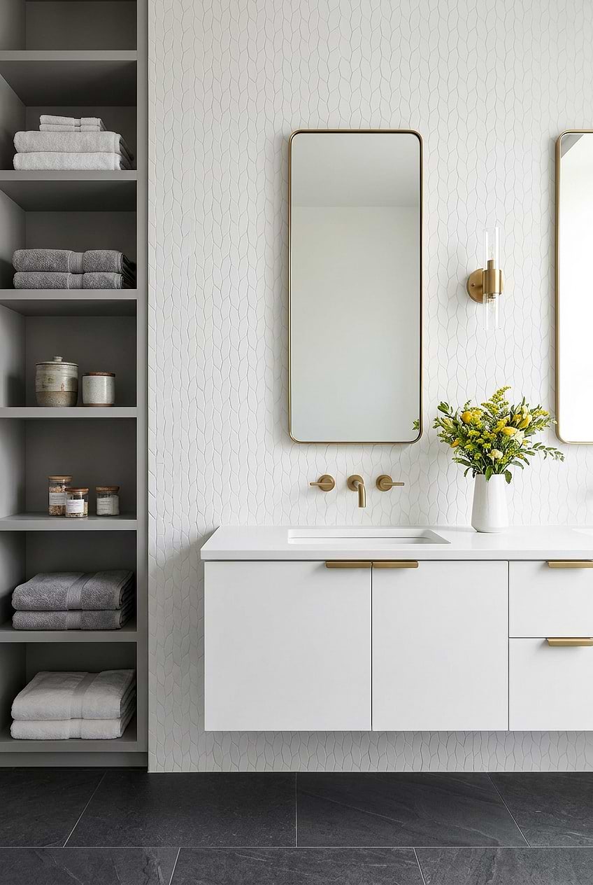 White Marble Mosaic Shower Wall Tile BA6303