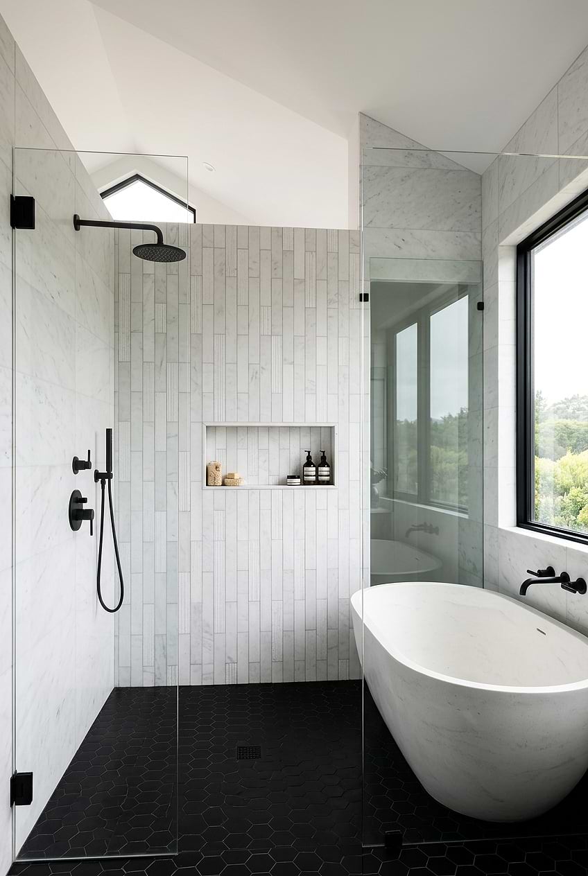 White Marble Shower Wall Tile BA8035 White Marble Shower Wall Tile BA8035