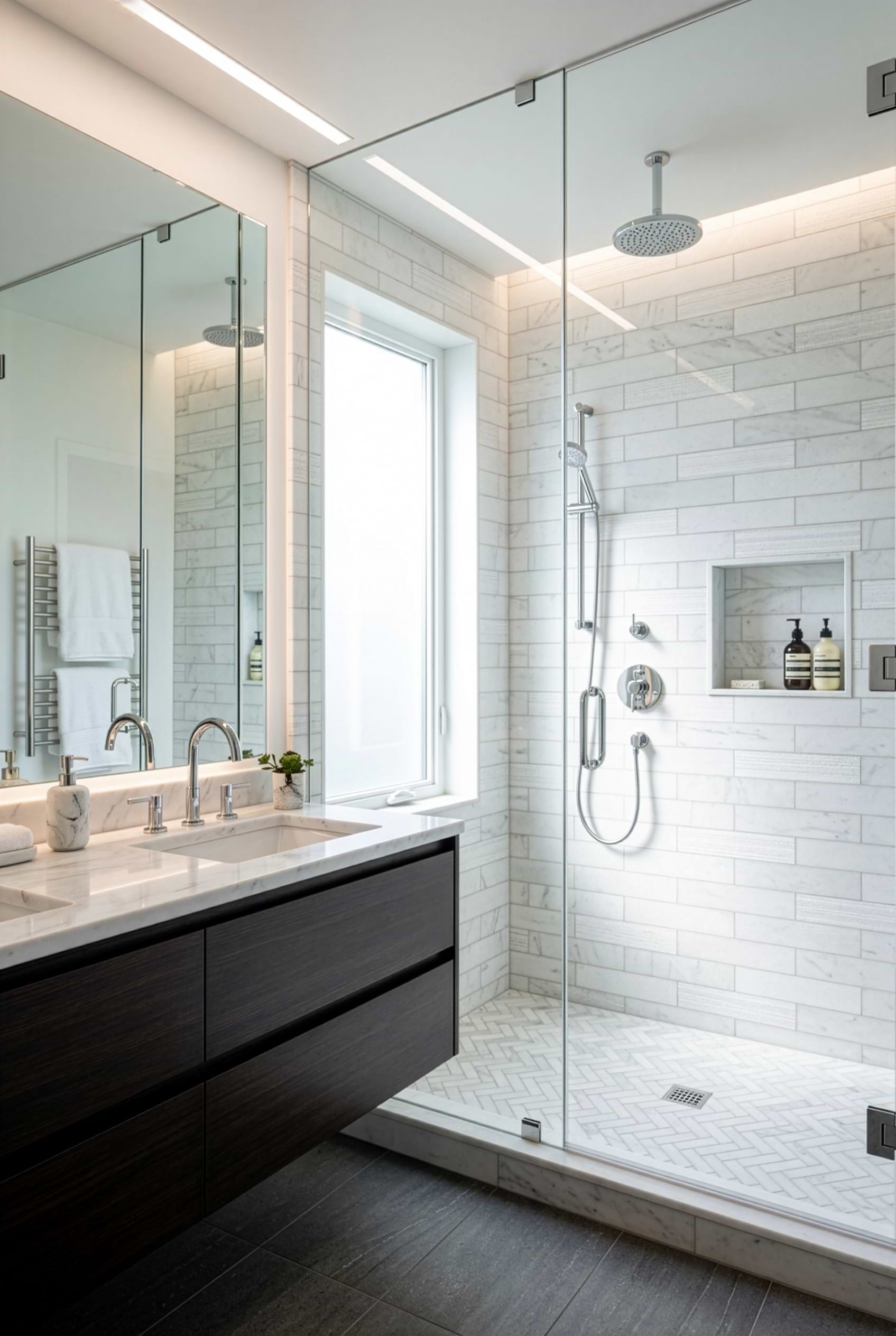 White Marble Subway Modern Shower Wall Tile BA8035
