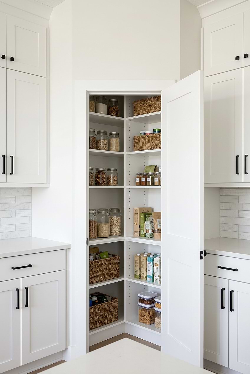 White Marble Subway Pantry Backsplash Design BA8035