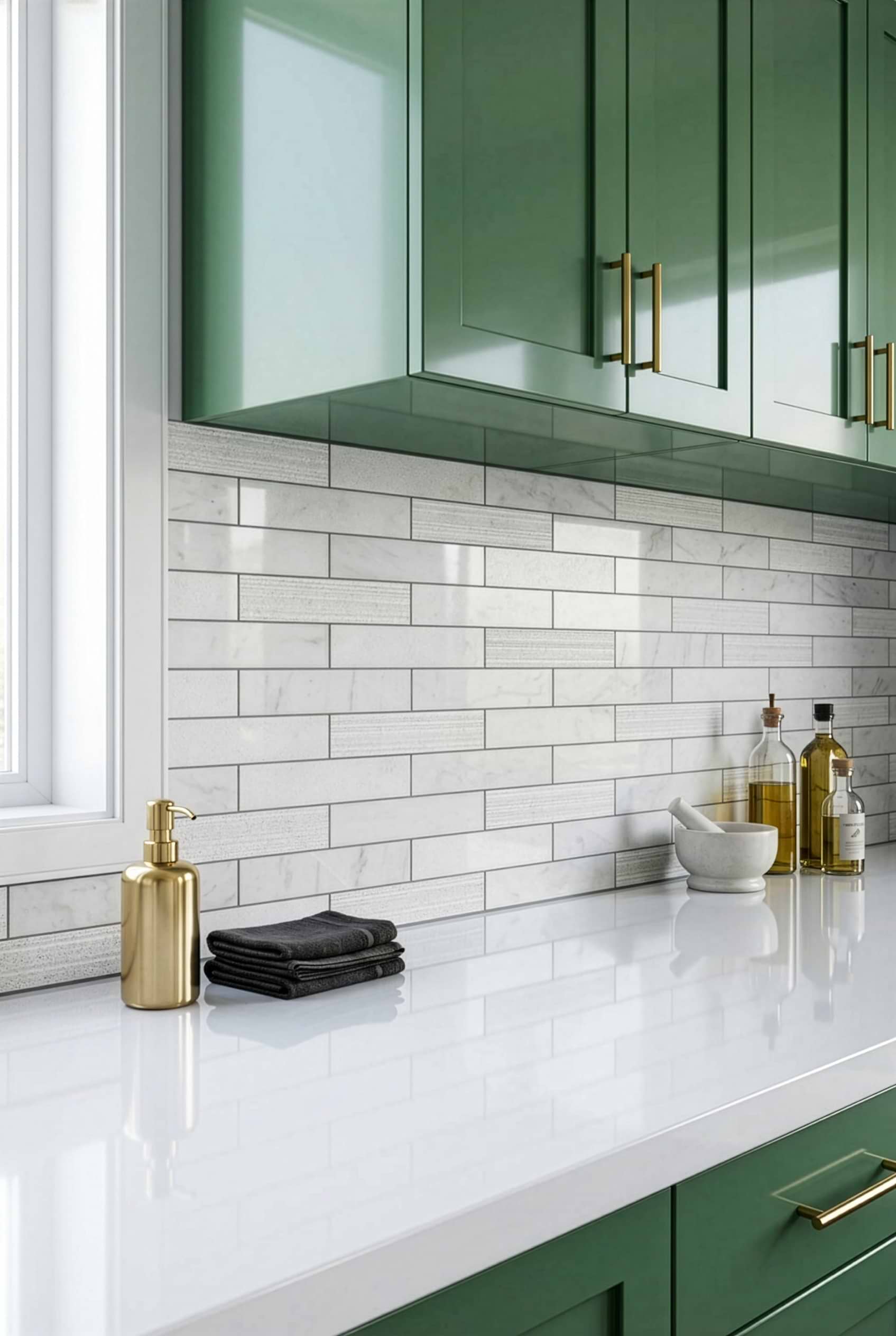 White Marble Textured Subway Tile Design BA8035