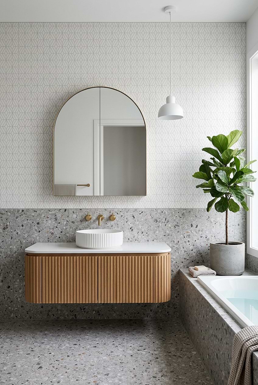 White Modern Marble Geometric Mosaic Tile Design BA6307
