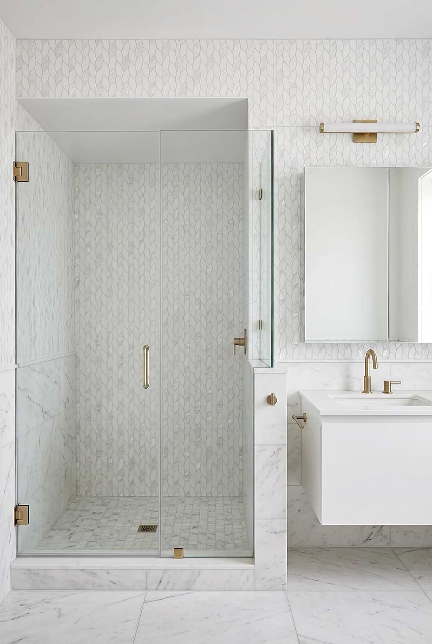 White Mother Of Pearl Shower Wall Tile BA7005