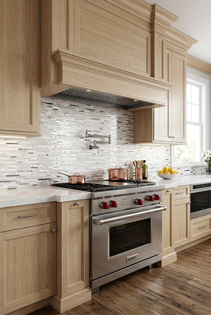 White Quartz Mosaic Kitchen Tile BA62038