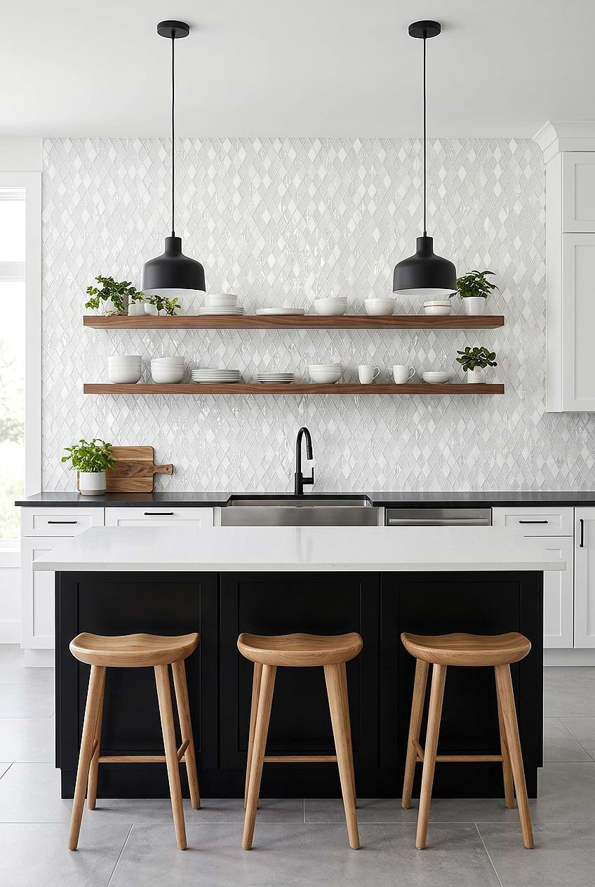 White Shell Glass Rhomboid Mosaic Tile BA62046