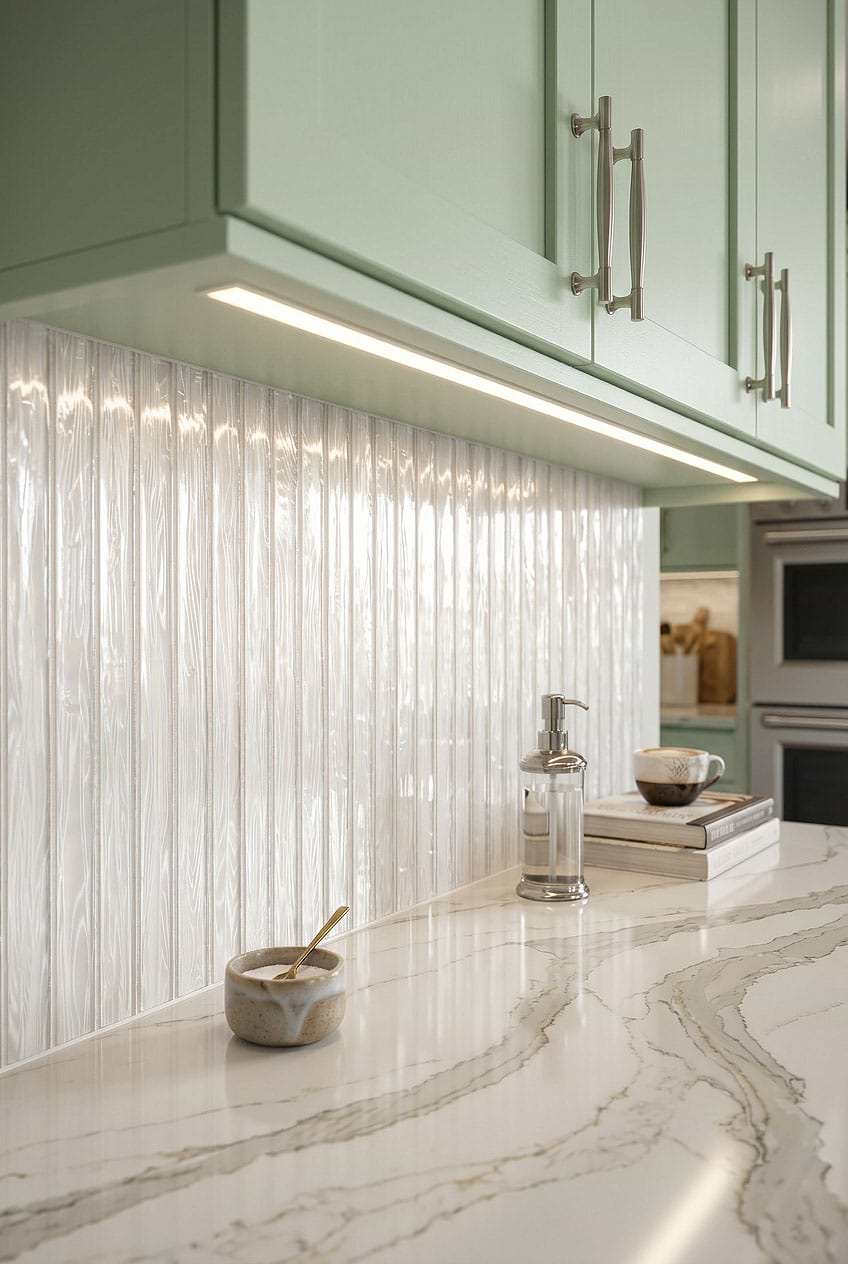 White Shell Glass Vertical Wall Tile BA8023