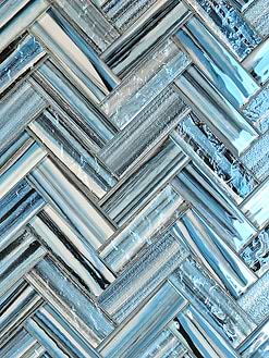 Arctic Blue Textured Glass Herringbone Tile BA5525 5