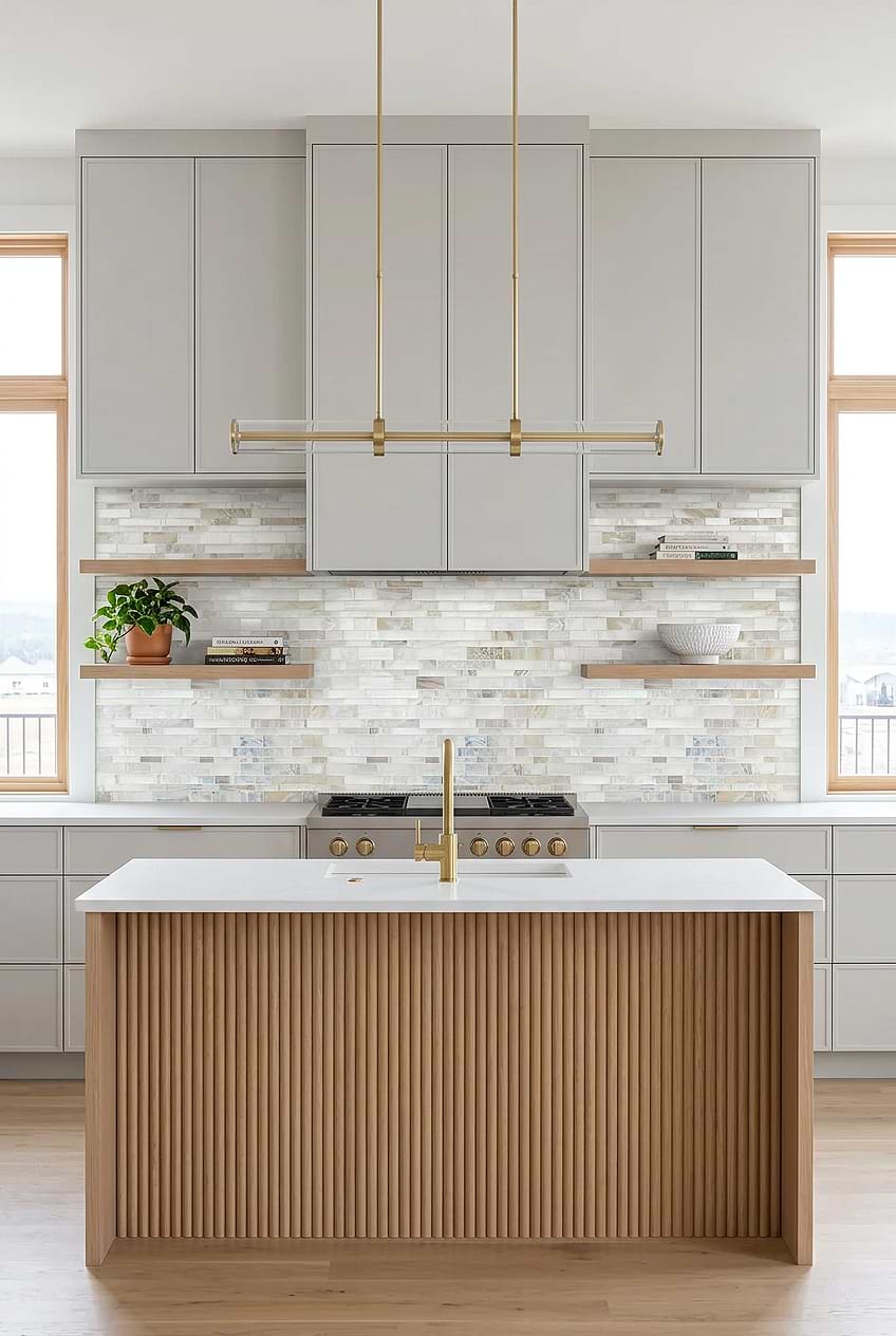 Beige Glass Artisan Backsplash Kitchen BA7015