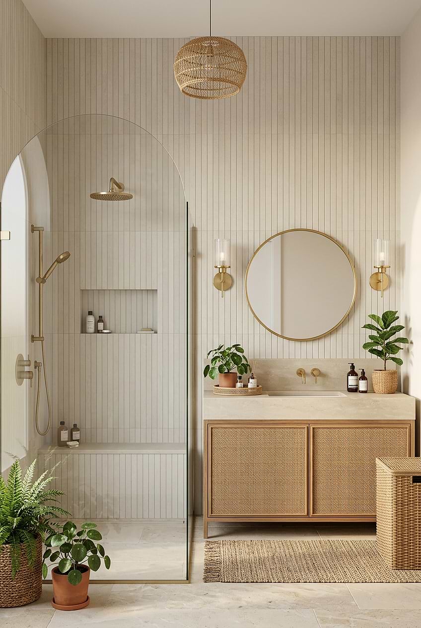 Beige Linear Porcelain Shower Tile BA4501 Beige Linear Porcelain Shower Tile BA4501