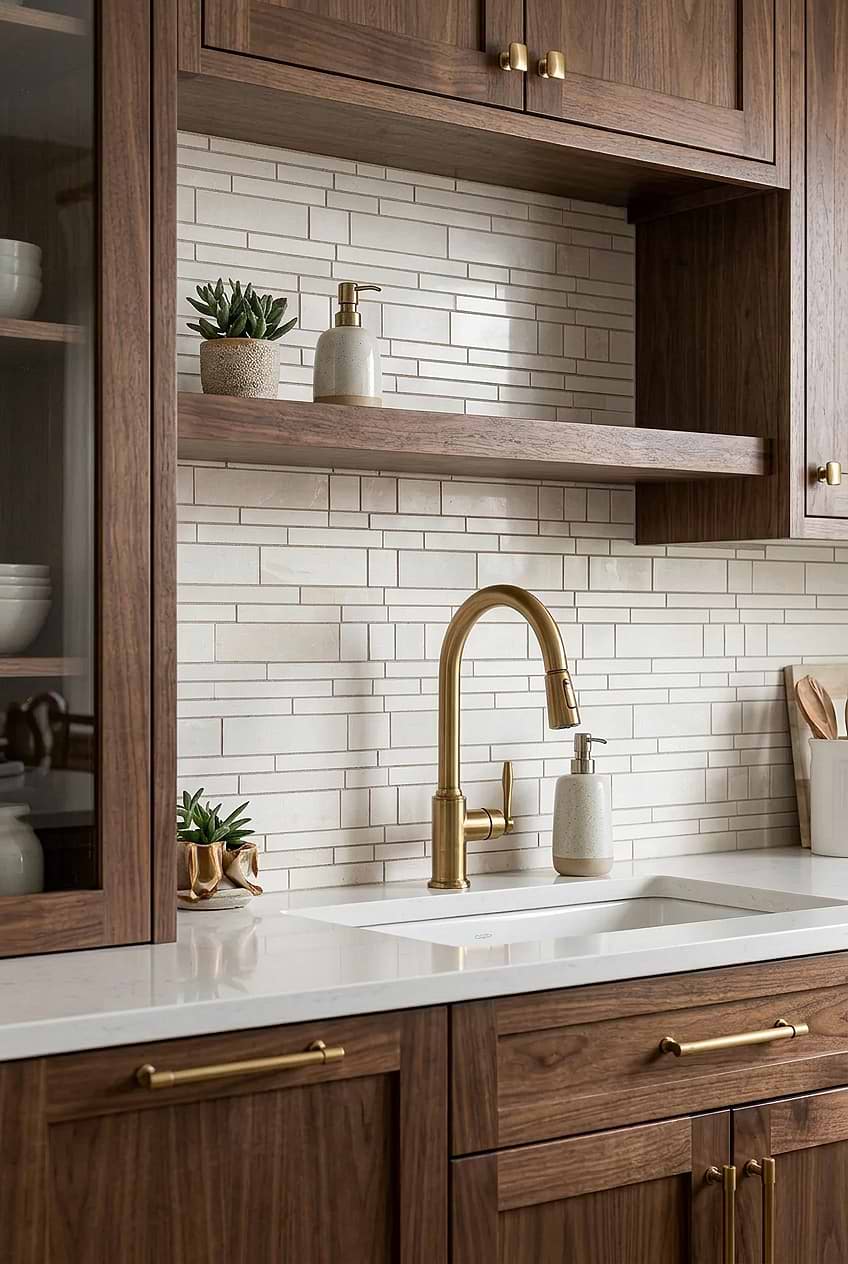 Beige Marble Mosaic Backsplash for Kitchen BA1095
